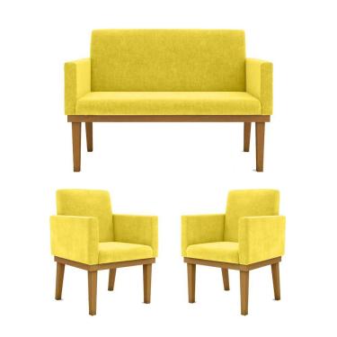 Imagem de Ki 02 Poltronas Com Base + Namoradeira Sala amarelo
