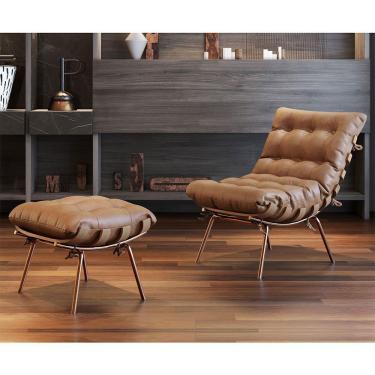 Imagem de Poltrona E Puff M06 Estrutura De Ferro Mais Decor Cobre/marrom