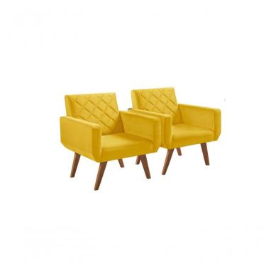 Imagem de Kit 2 Poltronas 1 Lugar Braço Anabelle Unidecor Amarelo