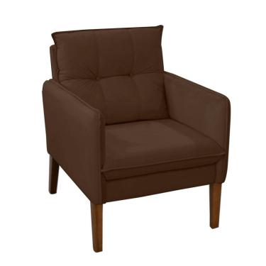 Imagem de Poltrona Decorativa Liz Sala Escritório E Recepção Suede Marrom Eli Móveis E Decoração