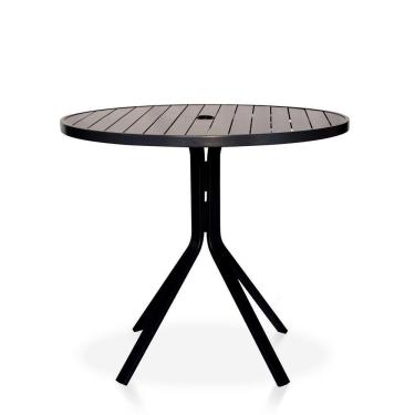 Imagem de Mesa Para área Externa, Gourmet, Jardim Com Tampo Em Alumínio Ripado - Preto Tampo Tampo Sem Furo
