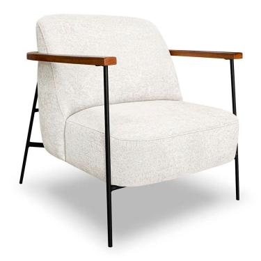 Imagem de Poltrona Decorativa Eros Linho Bouclê Com Base De Ferro Preto SSX Multicoisas Bege