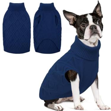 Imagem de SUNFURA Suéter para cães, suéteres elásticos de Natal para cães médios, meninas, meninos, pulôver de malha de gola rolê, moletom quente para outono e inverno, roupas térmicas macias e grossas para