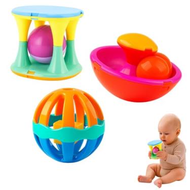 Imagem de Kit 3 Chocalhos Educativos para Bebê Brinquedos de Estimulação Sensorial Coloridos e Seguros Plástico Atóxico Leve e Fácil de Segurar Atividades Pais Filhos Meses Divertido