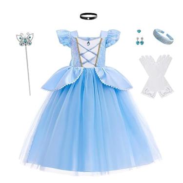 Imagem de Dressy Daisy Vestido de princesa para meninas, fantasia de Halloween, festa de aniversário com acessórios, tamanho 2 a 10, Bule (vestido com acessórios), 3-4 Anos