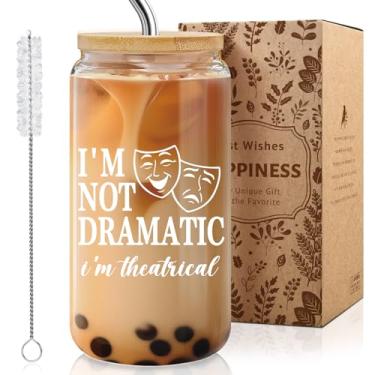 Imagem de Presente de copo de vidro de teatro para mulheres, presentes de teatro musical para diretores, atores, professores de música, estudantes, músicos no aniversário de Natal - copo de 473 ml com tampa de