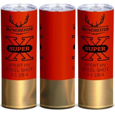 Imagem de Copo skinny de concha de espingarda engraçada de 590 ml, caneca de viagem de caça de aço inoxidável vermelha e latão com tampa, xícara de café isolada, presente para caçadores e amantes de armas