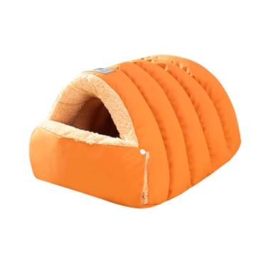 Imagem de Whtkoph Saco de Dormir para Gatos, Toca para Gatos, Cama, Casinha, Lavável, Aconchegante, Semi-fechada, para Animais de Estimação, Tenda para Filhotes, laranja M