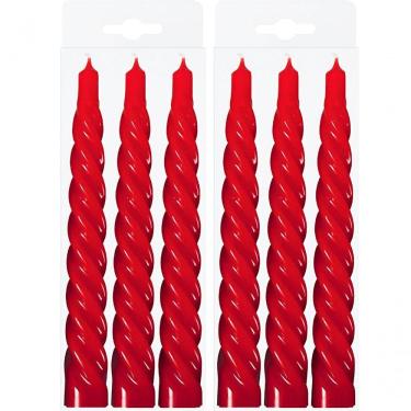 Imagem de Kit 6 Vela Espiral Natalina Decoração Vermelha Torcida 20cm