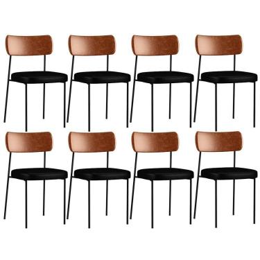 Imagem de Kit 08 Cadeiras Para Sala De Jantar Melina Camel Preto