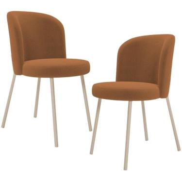 Imagem de Kit 02 Cadeiras Para Sala De Jantar Cozinha Estofada Gavi Arena L02 Bouclê Terracota - Lyam Decor