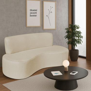 Imagem de Sofá Curvo 3 Lugares Amsterdã 180cm Suede Cor Bege