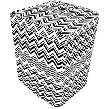 Imagem de Capa para Máquina de Lavar Roupas com Estampa ZigZag, Forrada, Tamanho G, Preto e Branco, Design Geométrico