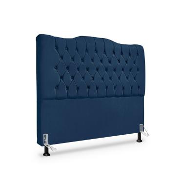 Imagem de Cabeceira De Cama Box Casal 140 Cm Dunas - Veludo Azul Marinho