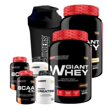 Imagem de Kit 2 Giant Whey 900G+ 2 Bcaa 4,5 100G+ 2 Creatinas 100G - Bodybuilder
