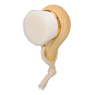 Imagem de Escova de limpeza facial com cabo de faia, cerdas de fibra macia, limpador facial manual de madeira com anel pendurado