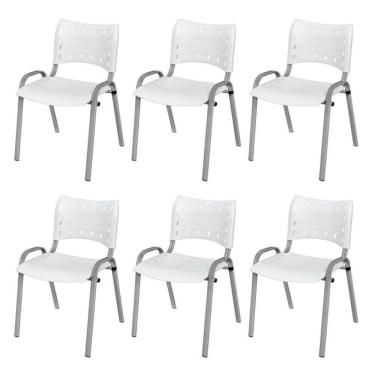 Imagem de Cadeira Iso Base Cinza , Escritório Branco Kit 6 Un