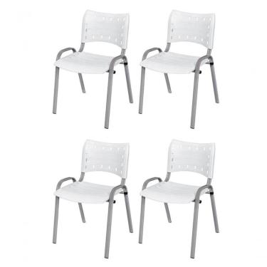 Imagem de Cadeira Iso Base Cinza , Escritório Branco - Kit 4 Un