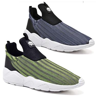 Imagem de Kit 2 Pares Tênis Meia Masculino Nylon Textura Casual Verde + Azul 42