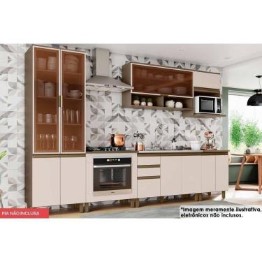 Imagem de Cozinha Modulada Connect 9 Peças 33 Aéreos + 3 Balcões + 1 Paneleiro+ 2 Complementos C6p18 Duna Cristal2 Aéreos + 1 Balcão + 1 Complemento