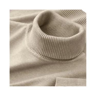 Imagem de Suéter De Tricô Masculino De Gola Alta Para Outono E Inverno, Cor Sóli