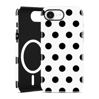 Imagem de Aitipy Capa de telefone magnética de bolinhas para iPhone 16e, compatível com MagSafe, lindas bolinhas brancas e estéticas, TPU macio e policarbonato rígido, capa protetora à prova de choque para