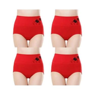 Imagem de Conjunto De Roupa Íntima De Algodão plus Size Para Mulheres 4PCS Calci