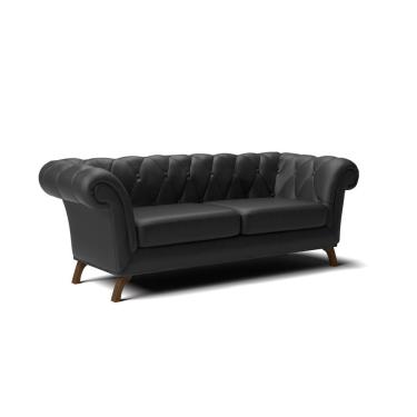 Imagem de Sofá 3 Lugares Viena D07 230cm Base De Madeira Corano Preto - D'rossi