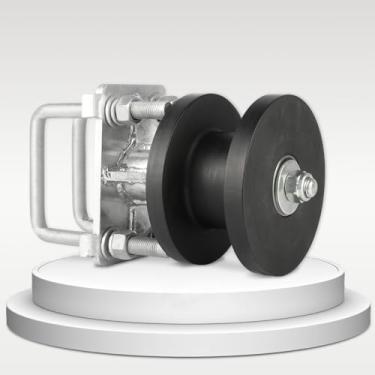 Imagem de Pubotlu Rolo cantilever de nylon, rolo de portão deslizante molduras de portão de 6 cm, peças de cerca de elo de corrente de poste redondo de 10 cm (base quadrada sem cobertura)