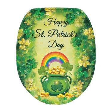 Imagem de Luarisgur Feliz Dia de São Patrício para decoração de banheiro capas de tampa de vaso sanitário alongadas capas de assento de vaso sanitário de Natal vermelhas para acessórios de banheiro laváveis