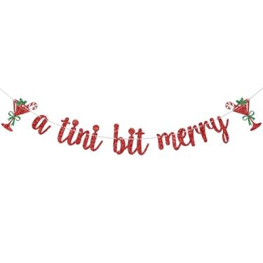 Imagem de A Tini Bit Merry Banner, faixa de Feliz Natal, decoração de Santa Martini, decorações de festa de Natal com tema martini, glitter vermelho