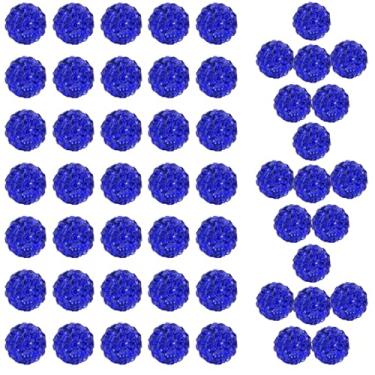 Imagem de Grânulos de strass azul safira grau A de 10 mm para colar de beisebol - contas redondas de bola de discoteca contas de argila de strass para fabricação de joias, colar, pulseira, suprimentos de