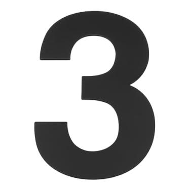 Imagem de PATIKIL Números de casa autoadesivos de 8,89 cm para uso externo, 1 placa de visibilidade de endereço de aço inoxidável para casa fora da porta do jardim, decoração de caixa de correio, número 3