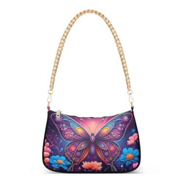Imagem de CEBUGI Bolsa tiracolo feminina bolsa de ombro com asas de borboleta elegante bolsa clutch com alça de corrente