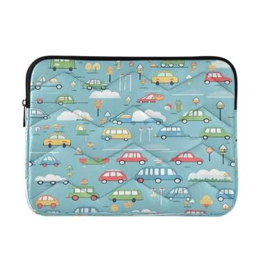 Imagem de Wassud Capa para laptop de 14 polegadas com desenho animado de carros à prova de choque à prova d'água de poliéster para notebook e tablet