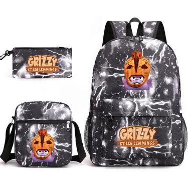 Imagem de Mochila escolar G-rizzys Cartoon Kids 3 unidades/conjunto de lona