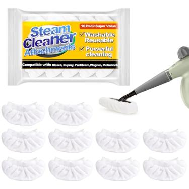 Imagem de Pacote com 10 panos de microfibra para limpador a vapor portátil, almofadas laváveis e reutilizáveis universais compatíveis com Bissell Steam Shot, PurSteam, Wagner, Comforday, McCulloch
