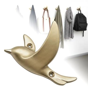 Imagem de Ambipolar Ganchos para casaco estilo voador Robin Bird, pacote com 5, ganchos dourados foscos vintage para casacos, chapéus e muito mais, estrutura de ferro fundido resistente, tema rústico de casa de