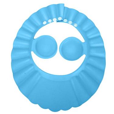 Imagem de CUOFYUNL Shampoo para banho de bebê Chapéu de banho de silicone para cabelo protetor solar chapéu de proteção de ouvido para crianças (Azul)
