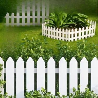 Imagem de Cerca Para Jardim Kit Cercado Decorativa Jardim Plástico(BRANCO)