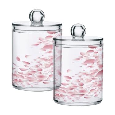 Imagem de Qilmy Pacote com 2 suportes de pétalas de rosa, frascos de boticário de 400 ml, vasilha organizadora para banheiro, cotonetes, bolas de algodão, almofadas de cosméticos, irrigadores dentais, sais de