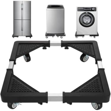 Imagem de Suporte Móvel Carrinho Multiuso Rodinhas Eletrodomésticos e Móveis, Suporte Ajustável até 56cm x 56cm, Capacidade 138Kg, Carrinho Móvel Universal,Suporte Fogão Geladeira Máquina de Lavar