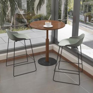 Imagem de LESHI Conjunto de 4 bancos de bar com altura de 66 cm, banquetas modernas de cozinha com base de metal, cadeiras de bar para cozinha, ocre pálido