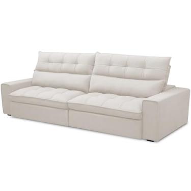 Imagem de Sofá Retrátil Reclinável Para Sala de Estar Living 250cm Dimas F04 Bouclê Off White - Lyam Decor