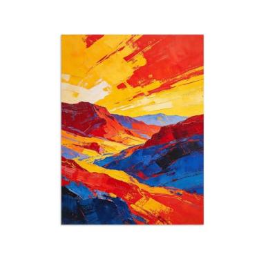 Imagem de Impressões abstratas em tela-Quadro texturizado para parede-Azul vermelho e amarelo 4-Pintura moderna para sala de estar 80x105cm Sem Moldura