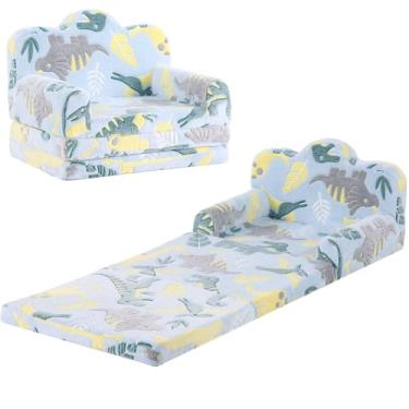 Imagem de Tiita Sofá infantil, 2 em 1, macio, dobrável, confortável em formato de nuvem, cadeira de leitura infantil com alça de transporte, capa lavável, móveis infantis para meninos e meninas