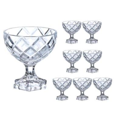 Imagem de Kit 8 Taças Sobremesas De Vidro Sorvete Pineapple Diamond Diamante 170