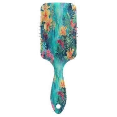 Imagem de Blueangle Escova de cabelo com estampa de flores em aquarela – Escova de cabelo desembaraçadora elimina nós e quebras, escova de cabelo de viagem para crianças, adultos e todos os tipos de cabelo (415