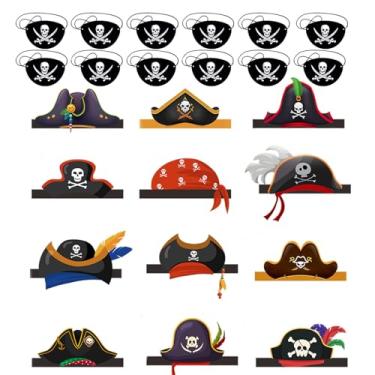 Imagem de SeleneTenderaes Fantasia de chapéu de pirata de papel de Halloween com 36 peças