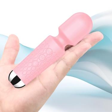 Imagem de Mini massageador pessoal – portátil silencioso e à prova d'água – varinha vibratória de 20 velocidades, 8 padrões para pescoço, costas, alívio de tensão e recuperação esportiva (rosa)
